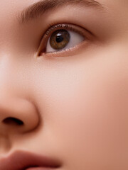selective focus on eye. Female Eye with Long Eyelashes . Makeup , Cosmetics , Beauty. Close up, Macro