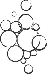 Bubbles of fizzy drink, air or soap. Vertical streams of water. Outline doodle illustration.
