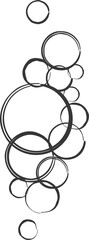 Bubbles of fizzy drink, air or soap. Vertical streams of water. Outline doodle illustration.
