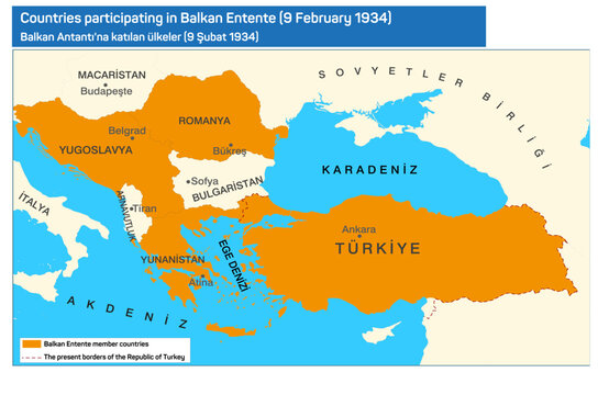 Countries participating in the Balkan Entente (9 February 1934) Ottoman Empire map
