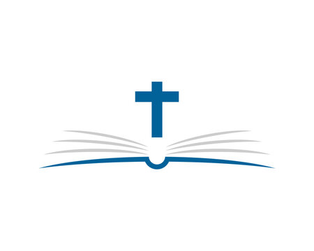blue cross above open book clip art preview