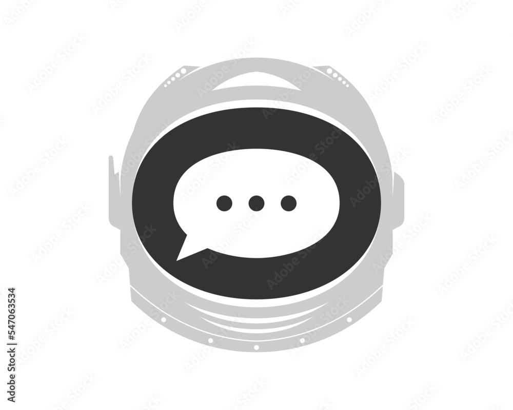 Poster astronaut helm with bubble chat inside