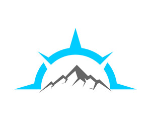 Half compass with mountain inside