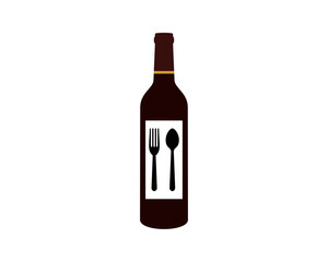 Bottle with spoon and fork inside