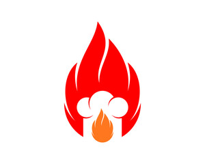 Fire with chef hat inside