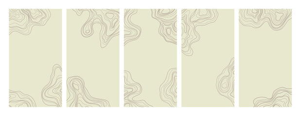 Abstract topographic map design elements set. Design for invitation, cover, flyer, card. Template contour map concept.