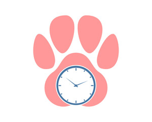 Cat paw with clock inside