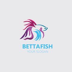 Betta fish modern logo style design vector image illustration