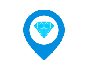 Location pin with diamond inside