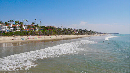 Beach next to the San Clemente Pier in Orange County, California, USA
