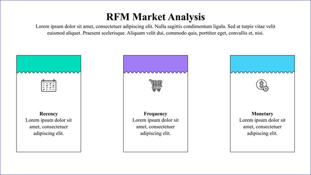 Infographic template of RFM market analysis model.
