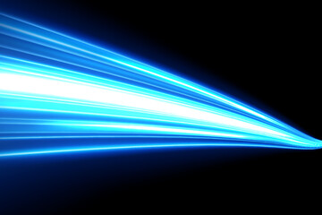 Blue light trails, long time exposure motion blur effect. Vector Illustration