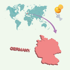 3D World map. Germany on Earth