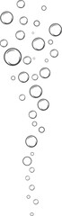 Bubbles of fizzy drink, air or soap. Vertical stream of water. Outline illustration.