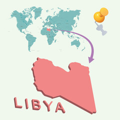 3D World map. Libya on Earth