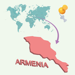 3D World map. Armania on Earth