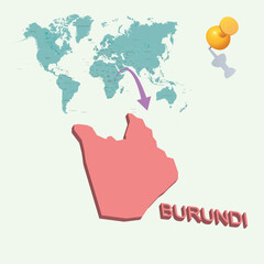 3D World map. Burundi on Earth