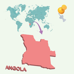 3D World map. Angola on Earth