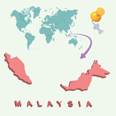 3D World map. Laos on Earth