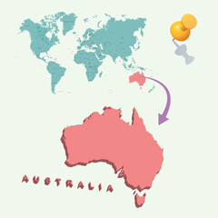 3D World map. Australia on Earth