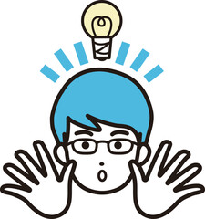 アイデアが浮かんだ男性のイラスト素材