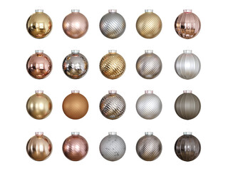 A Set of Christmas balls isolated on white background PNG files.