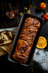 Romanian traditional walnut sweet bread - cozonac
