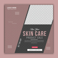 New year discount offer for skin care product sale,  promotional web post banner template