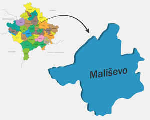 Kosovo Map and cities 3D