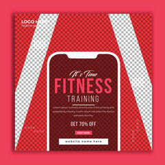 It's time fitness training center promotional square web post template