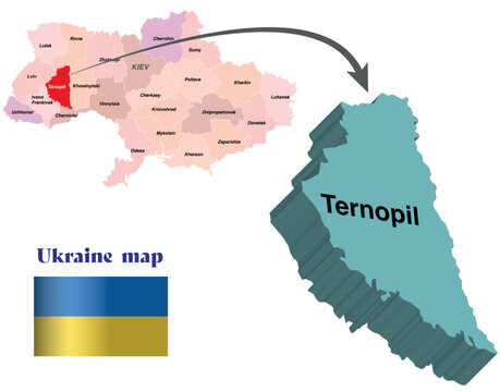 Ukraine map and cities 3D