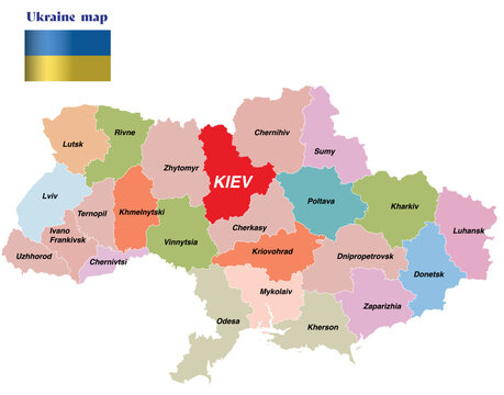 Ukraine map and cities 3D