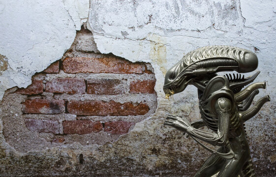 Bologna - Italy - November 4, 2022: Alien Xenomorph. Action figure from the original Alien movie by Twentieth Century Fox.