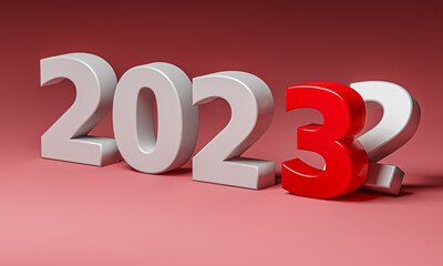 New year 2023 holiday concept. The number 2023 lies at number 2