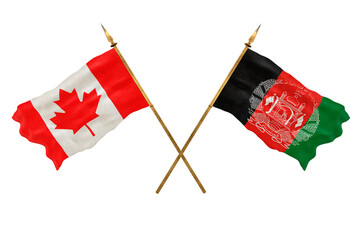 Background for designers. National Day. 3D model National flags  of Canada and Afghanistan