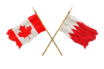 Background for designers. National Day. 3D model National flags  of Canada and Bahrain