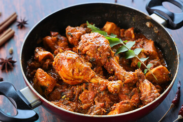 Masala Chicken curry with Appam Kerala breakfast , Hoppers pan cake , homemade chicken roast Indian...