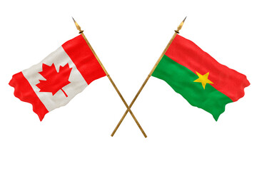 Background for designers. National Day. 3D model National flags  of Canada and Burkina Faso