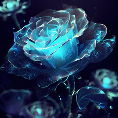 blue rose glowing