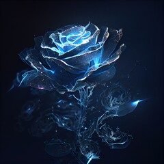 blue rose glowing