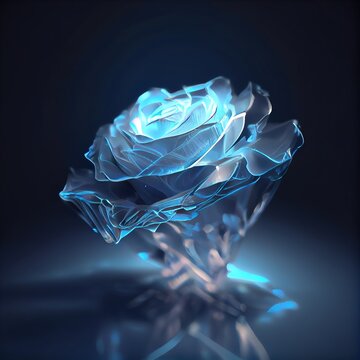blue rose glowing