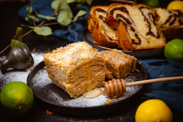 Romanian traditional wlnut sweet bread - cozonac