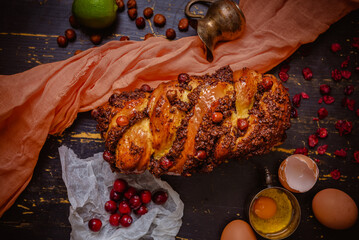 Romanian traditional wlnut sweet bread - cozonac