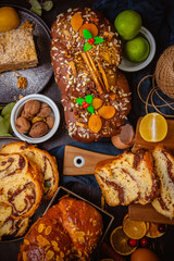 Romanian traditional wlnut sweet bread - cozonac