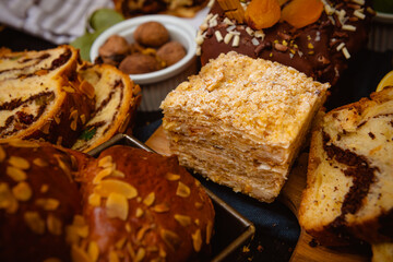 Romanian traditional wlnut sweet bread - cozonac