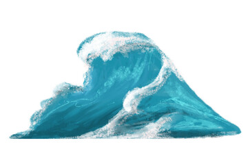 Sea wave Isolated on white background. Abstract watercolor hand drawn illustration.