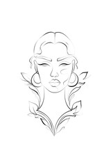 Line Drawing Woman Face, Prints, Bohemian Flowers Wall Art Decor Download, Abstract Female Face Print, Printable One Line Drawing, Feminine Continuous Lines, Minimalist Artwork, Face Line Art, Modern	