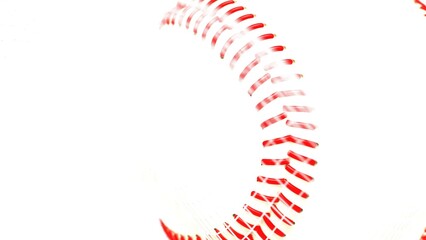 White-red baseball with white mathematical geometric grid line wave under white background. Concept 3D CG of sports technology, strategic ideas and intellectual analysis of operations.
