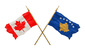 Background for designers. National Day. 3D model National flags  of Canada and Kosovo
