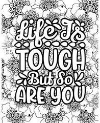 Naklejka premium motivational quotes coloring pages design inspirational words coloring book pages design